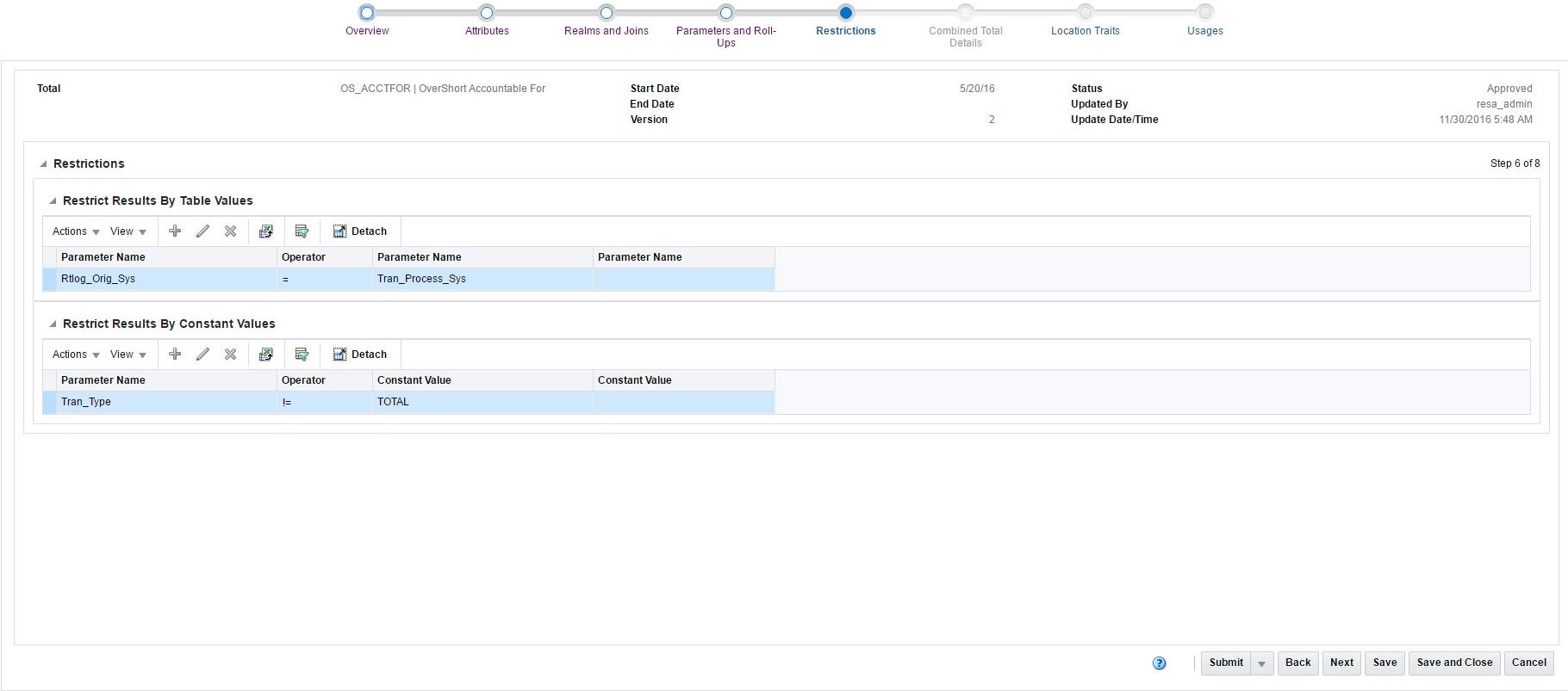 Restrictions Window Restrictions Window