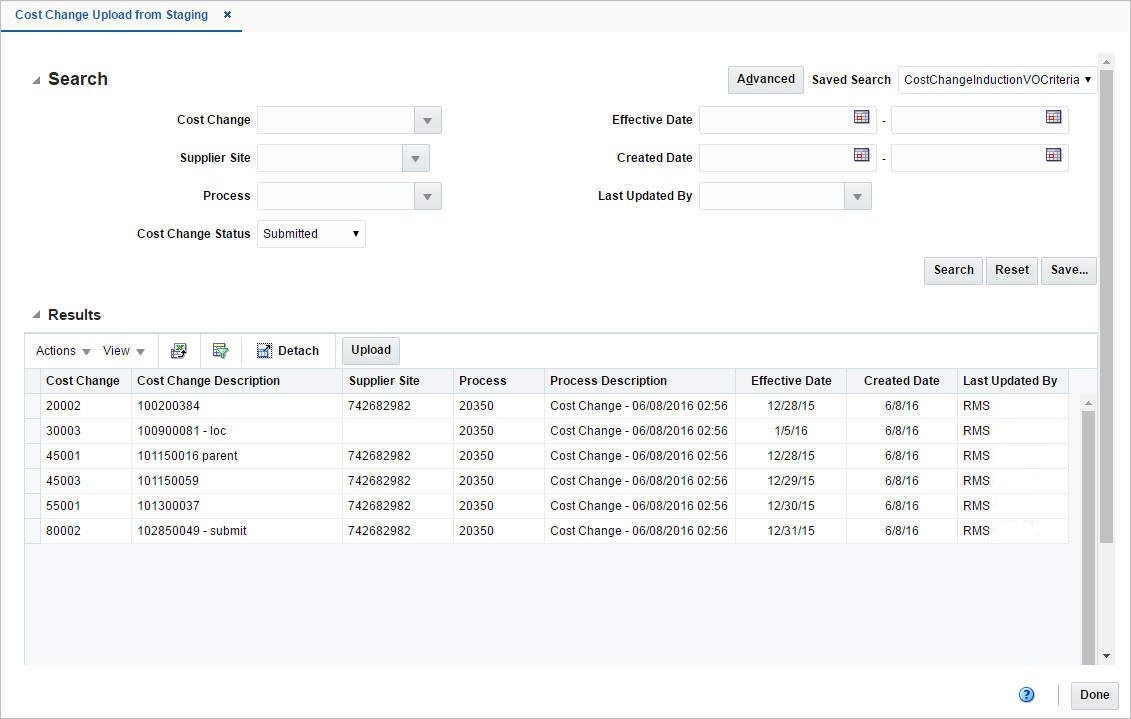 Cost Change Upload from Staging Cost Change Upload from Staging