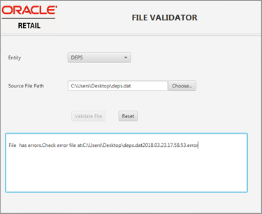 File Validation Error Screen File Validation Error Screen