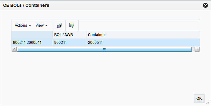 CE BOLs/Containers window