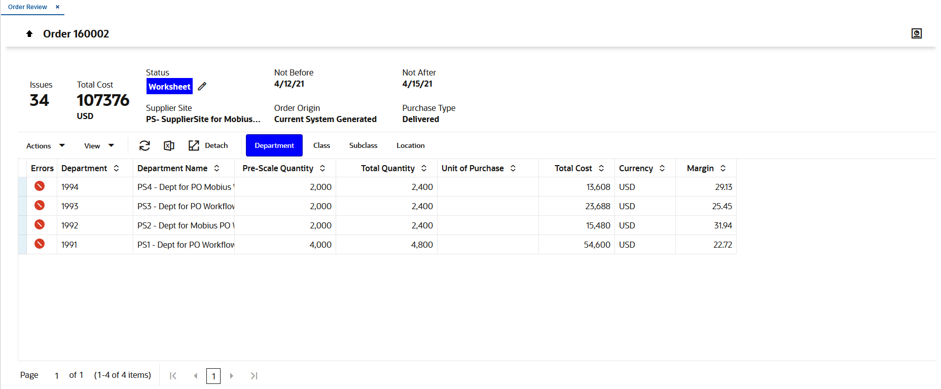 Order Review Summary Page