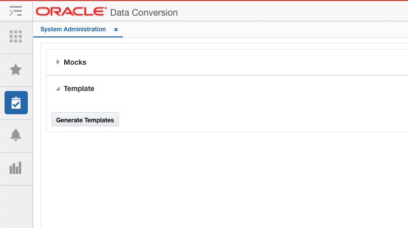 System Admin Screen in Data Conversion