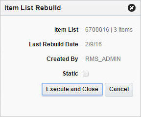 Item List Rebuild window