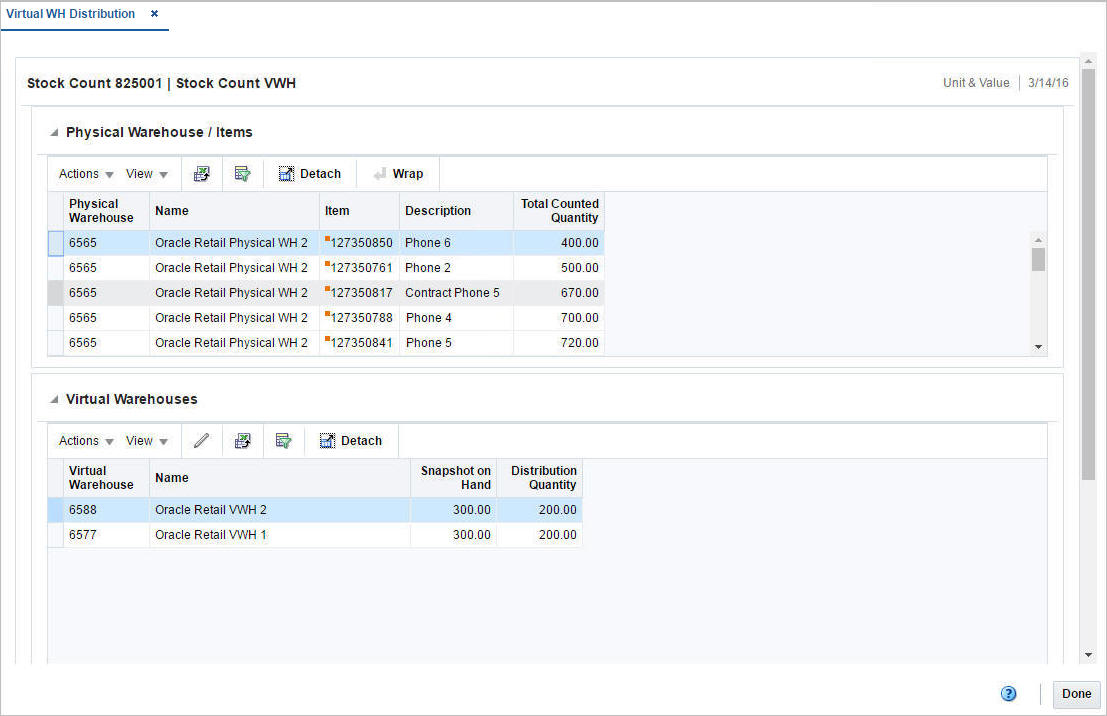 Virtual WH Distribution window