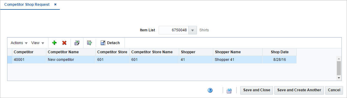Competitor Shop Request window Competitor Shop Request window