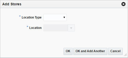 Add Stores window Add Stores window