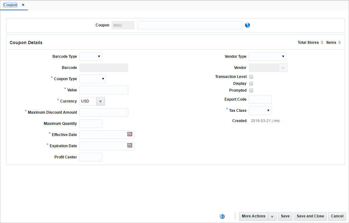 Coupon window Coupon window