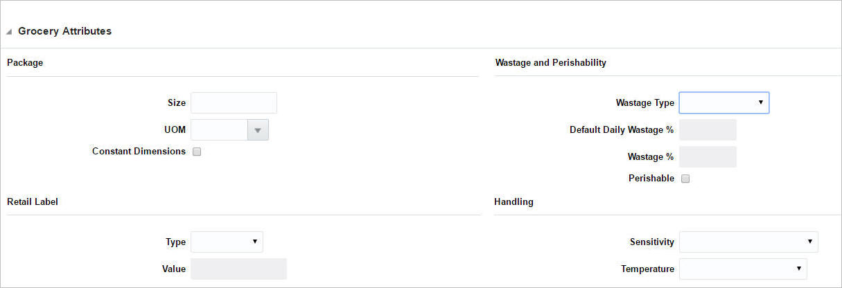 Grocery Attributes section