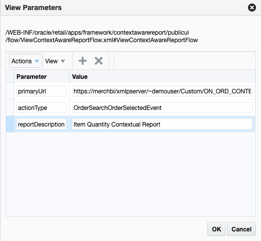 Add a Contextual Report View Parameters