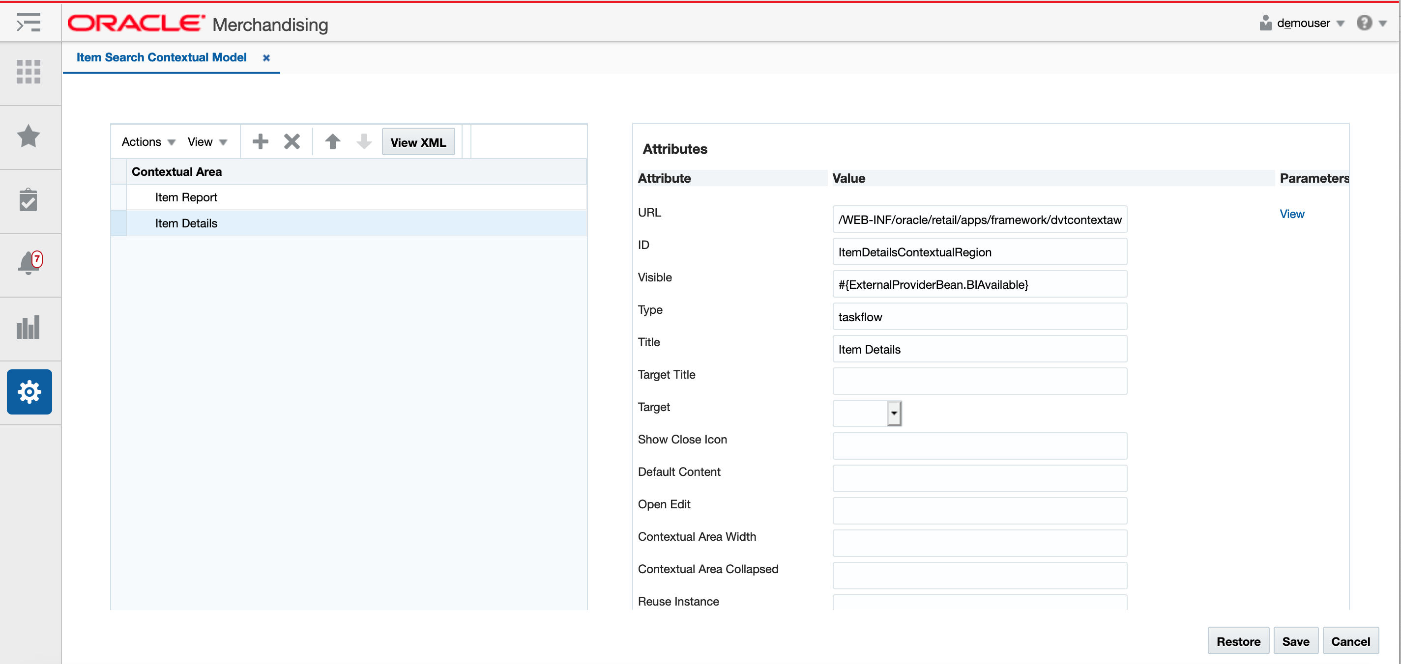 Contextual Reports Table View