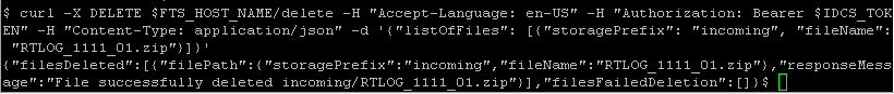 Sample Response for Delete Files