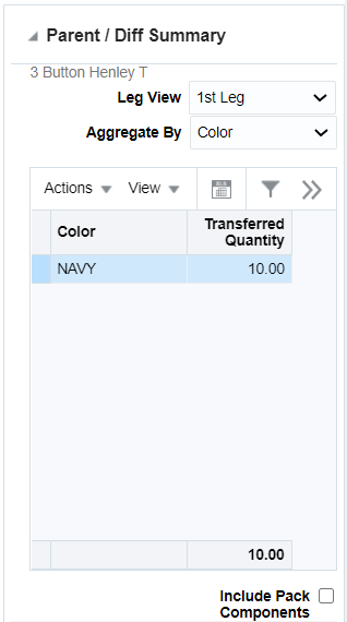 Parent/Diff Summary Report for Multi-Legged Transfer