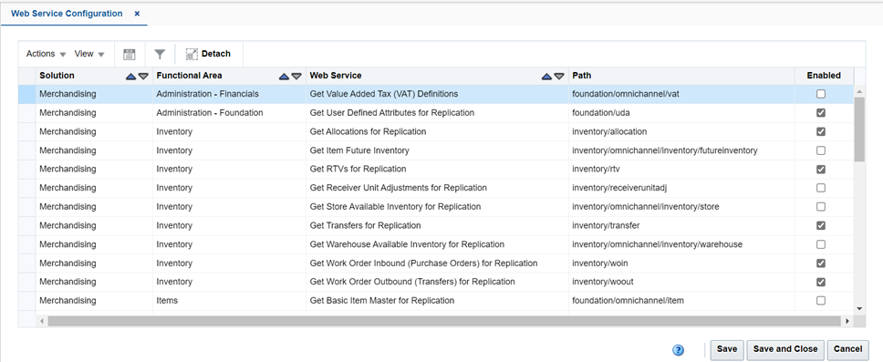 Web Service Configuration Page