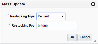 Mass Update window Mass Update window