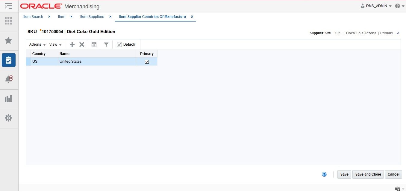 Item Supplier Countries of Manufacture Item Supplier Countries of Manufacture