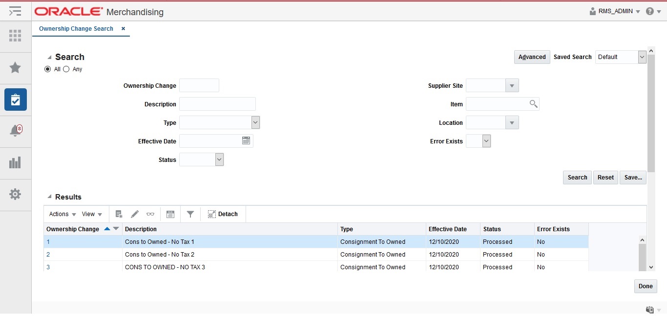 Ownership Change Search Page Ownership Change Search Page