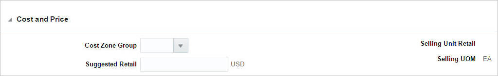 Cost and Price section Cost and Price section