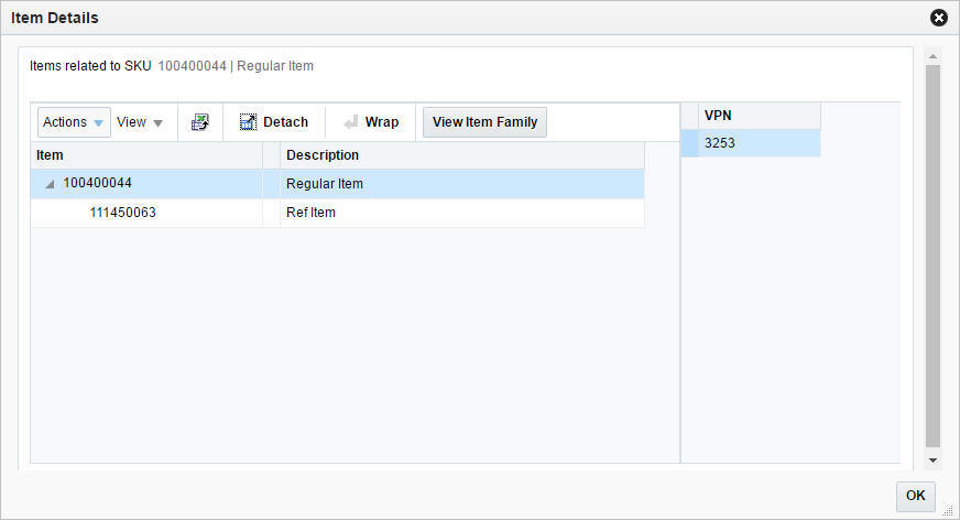 Item Details window Item Details window