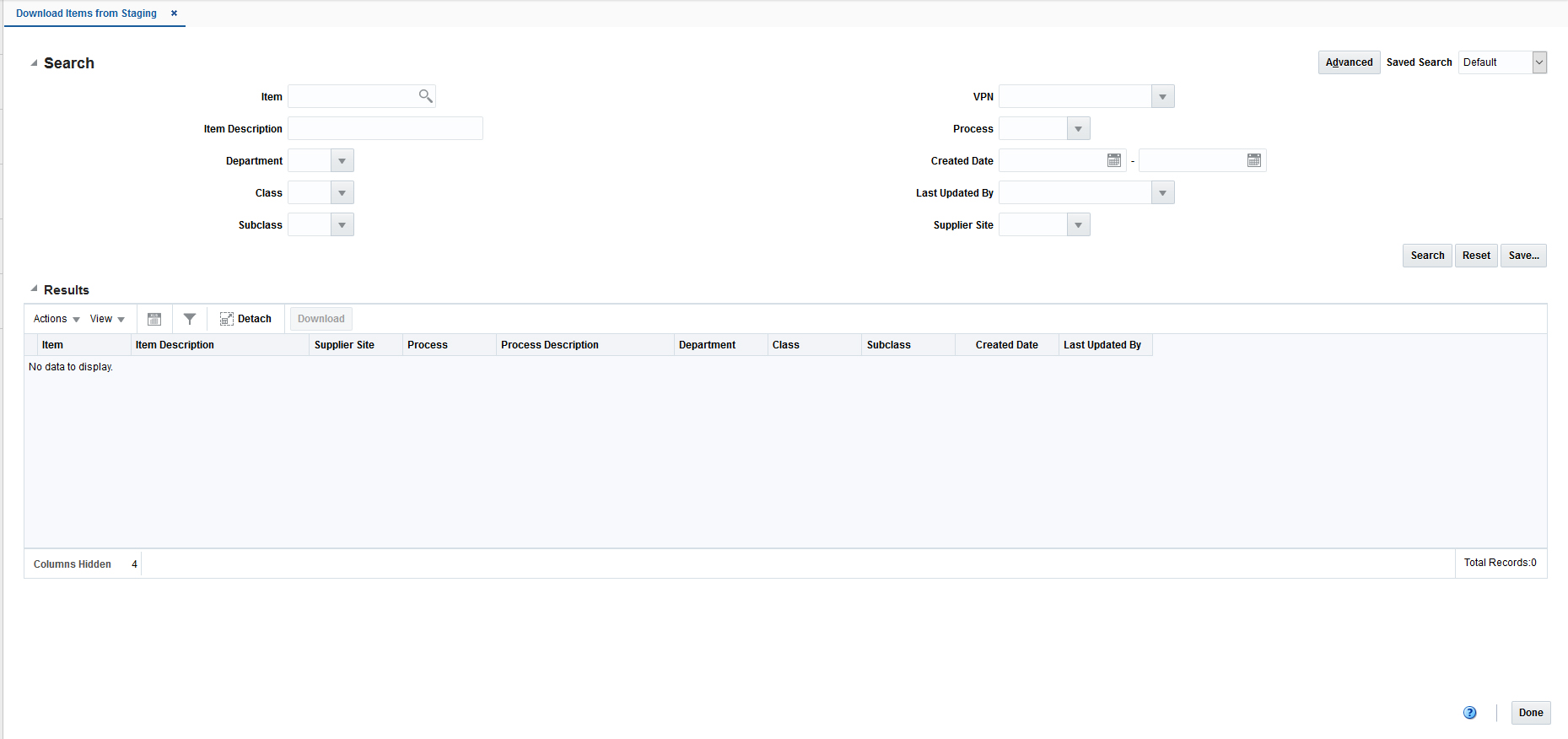 Item Download from Staging Page Item Download from Staging Page