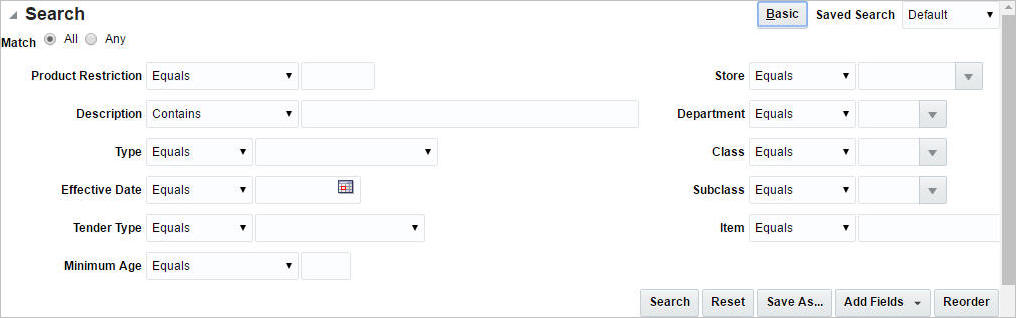 Search section Advanced Mode Product Restriction Search Search section Advanced Mode Product Restriction Search