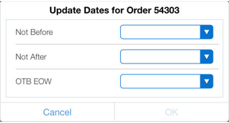 Update Dates Window Update Dates Window