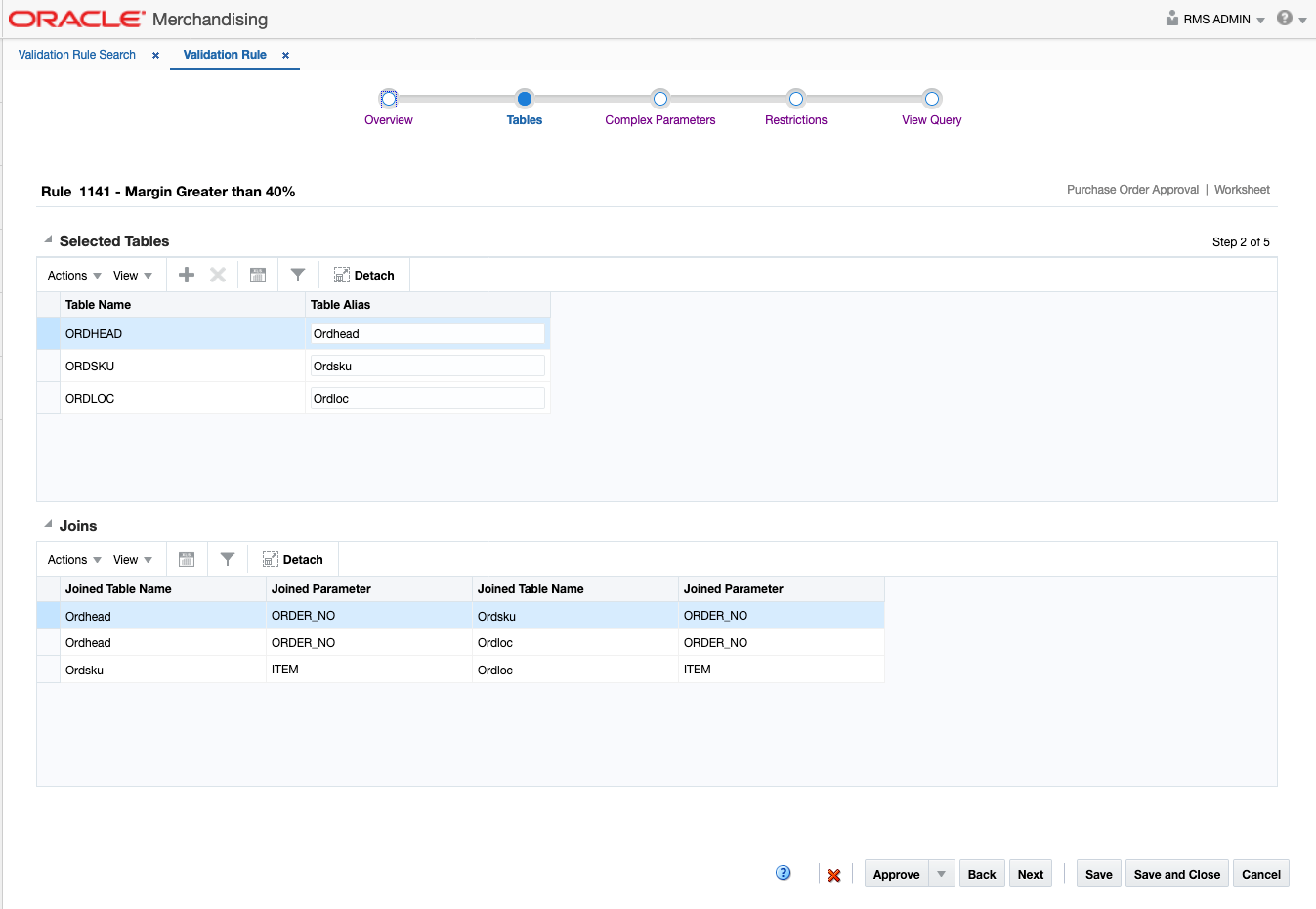 Validation Rule Creation - Tables Step Validation Rule Creation - Tables Step