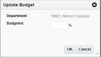 Update Budget Window Update Budget Window