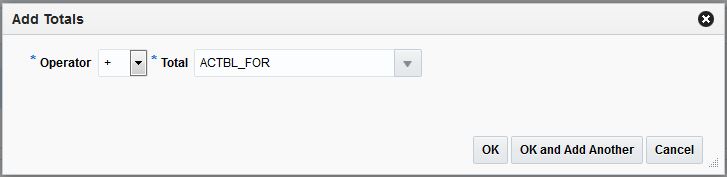 Add Totals Window Add Totals Window