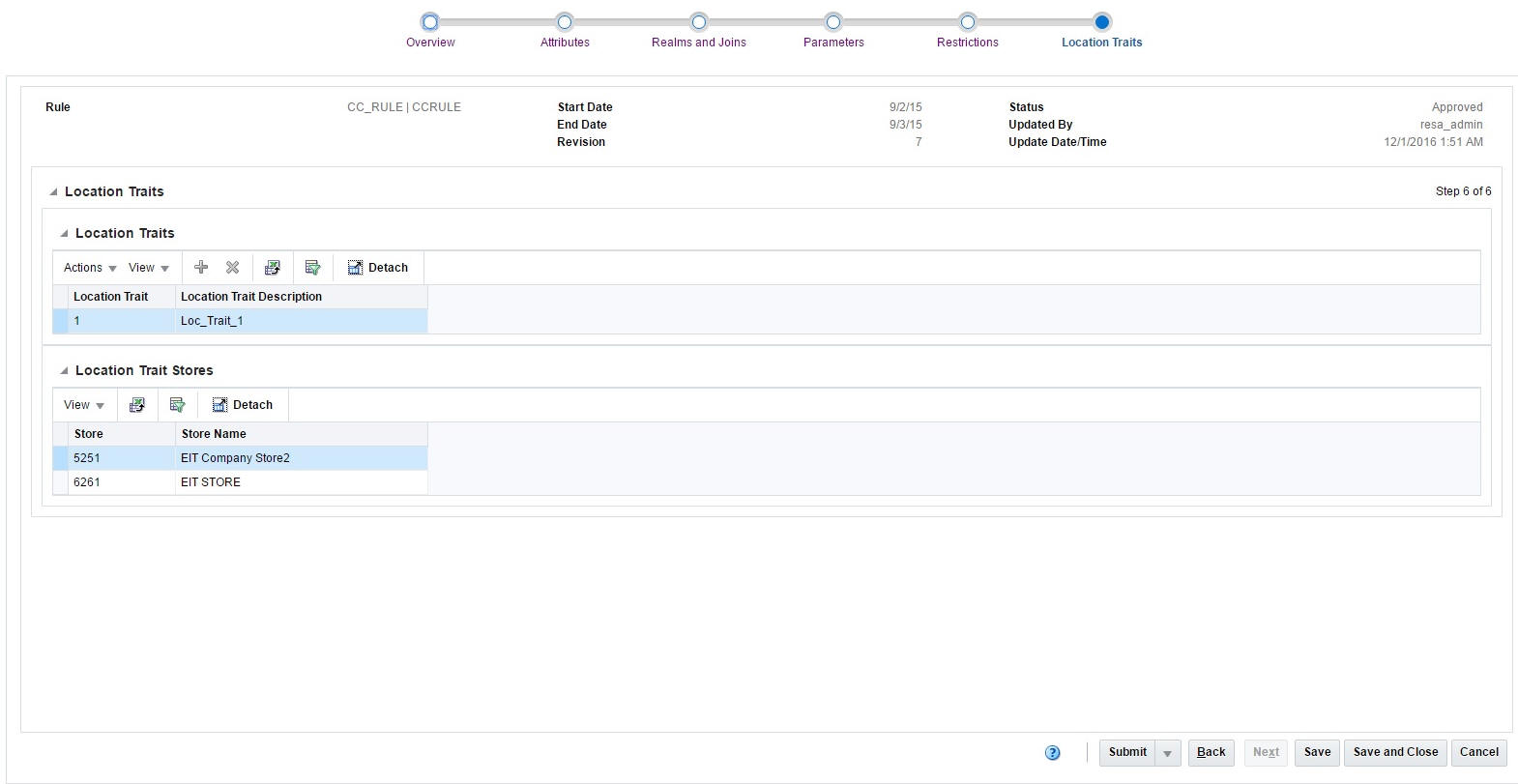 Location Traits Window Location Traits Window
