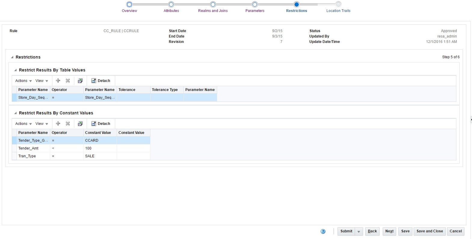 Restrictions Window Restrictions Window