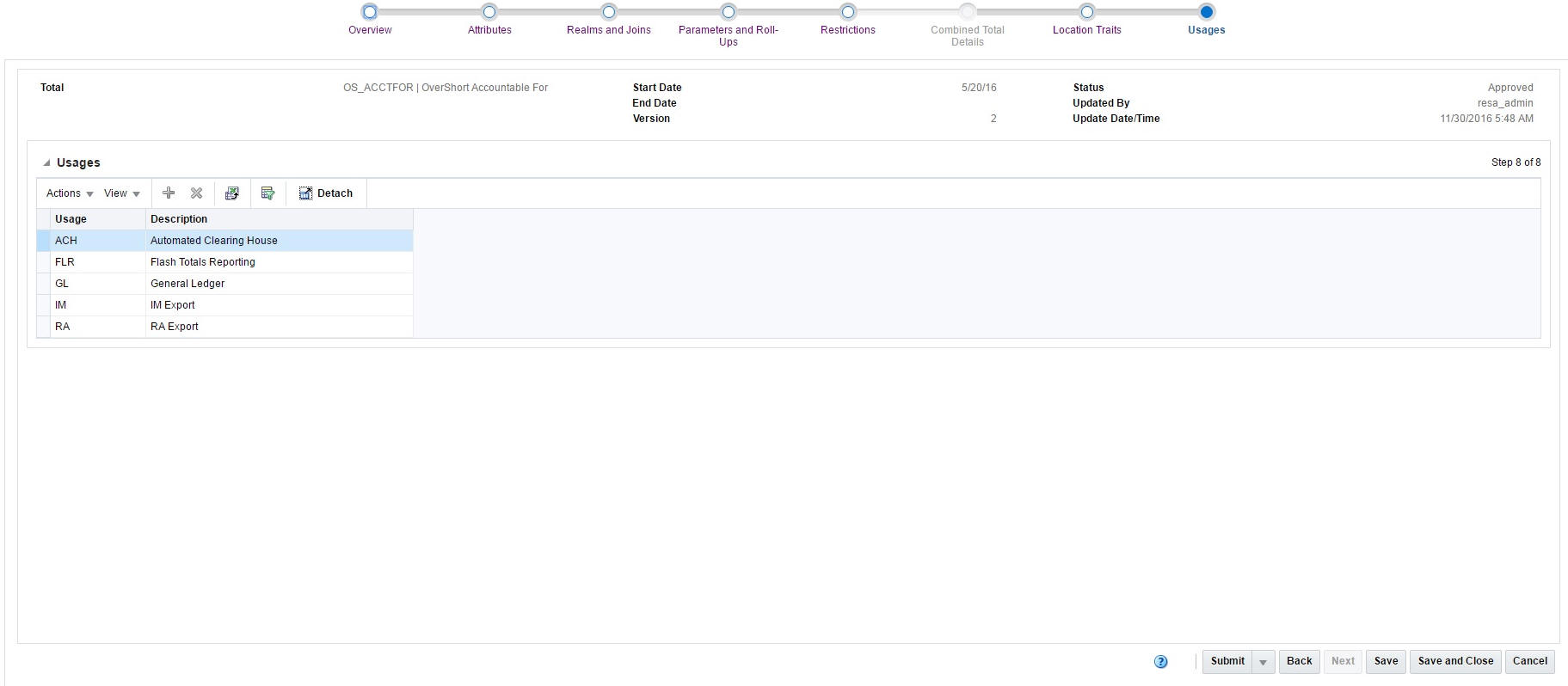 Usages Window Usages Window