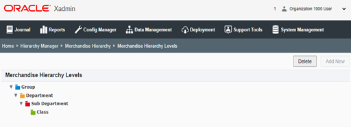 Merchandise Hierarchy Levels Page Merchandise Hierarchy Levels Page