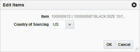 Edit Items window Edit Items window