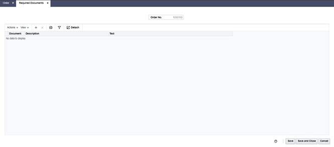 Required Documents window