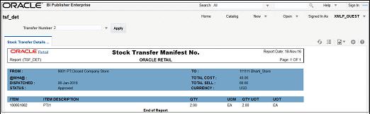 Transfer Details Report Transfer Details Report