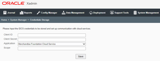 Credentials Storage Page