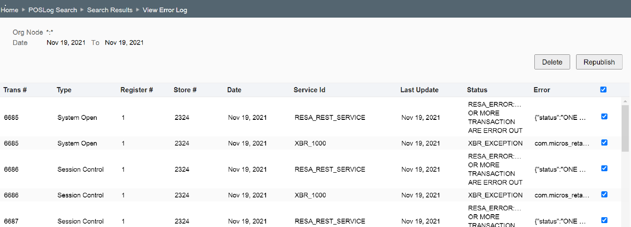 Sales Audit Rejected Transactions