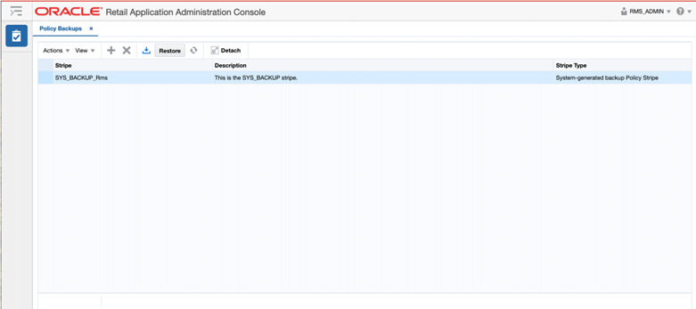 This image shows the Policy Backups page This image shows the Policy Backups page