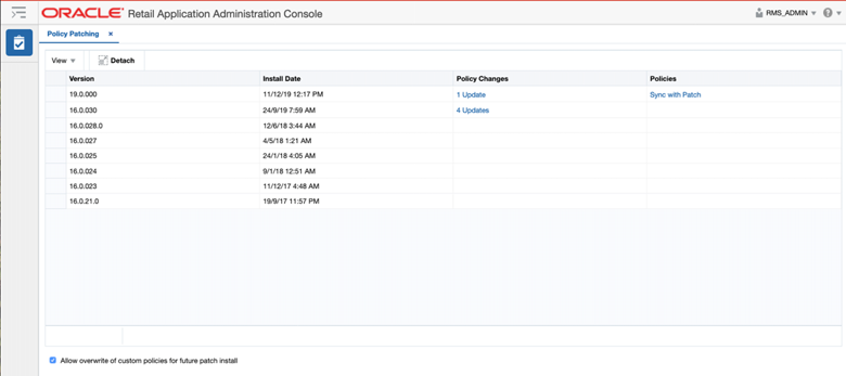 Policy Patching Page Policy Patching Page