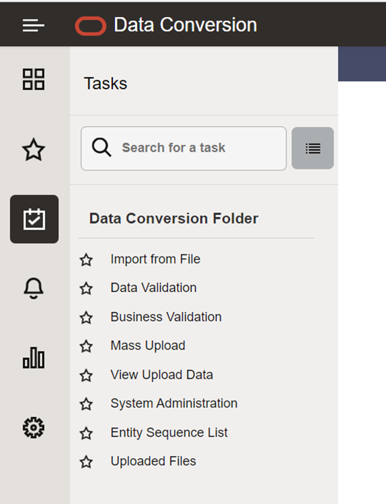 Data Conversion Menu Data Conversion Menu