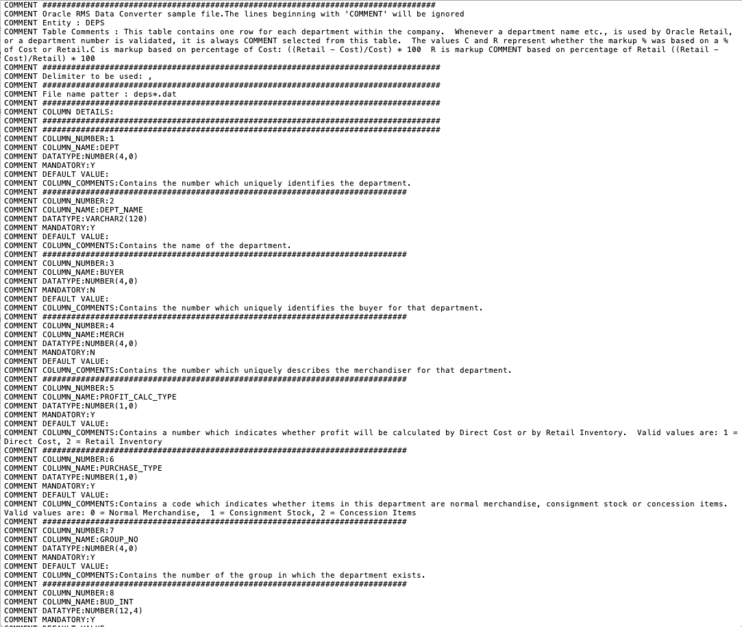 Example DEPS.dat File Example DEPS.dat File