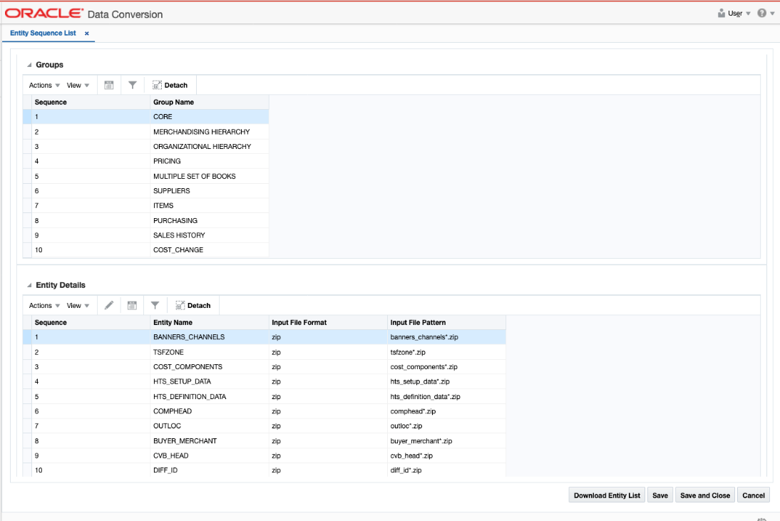 Entity Sequence List Screen Entity Sequence List Screen