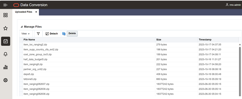 Uploaded Files Screen Uploaded Files Screen