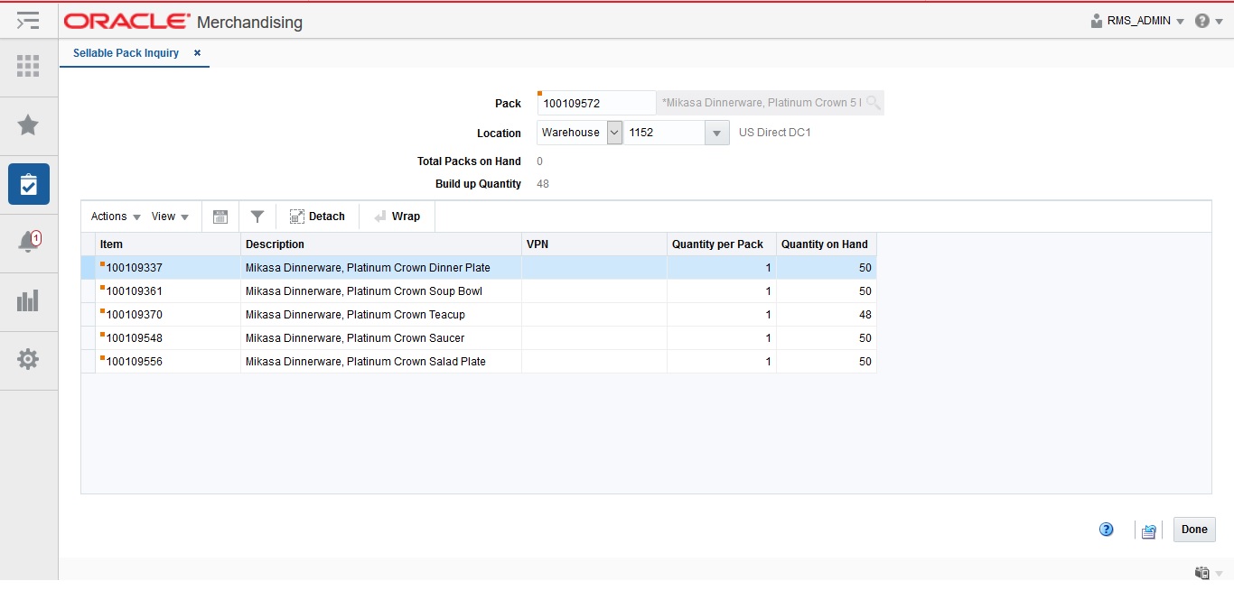 Sellable Pack Inquiry Details Sellable Pack Inquiry Details