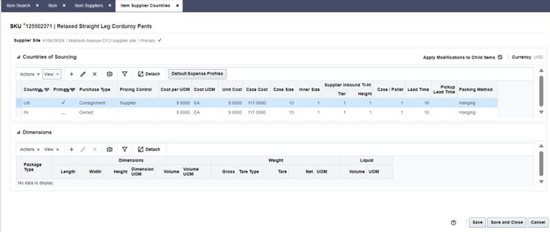 Item Supplier Countries Page Item Supplier Countries Page