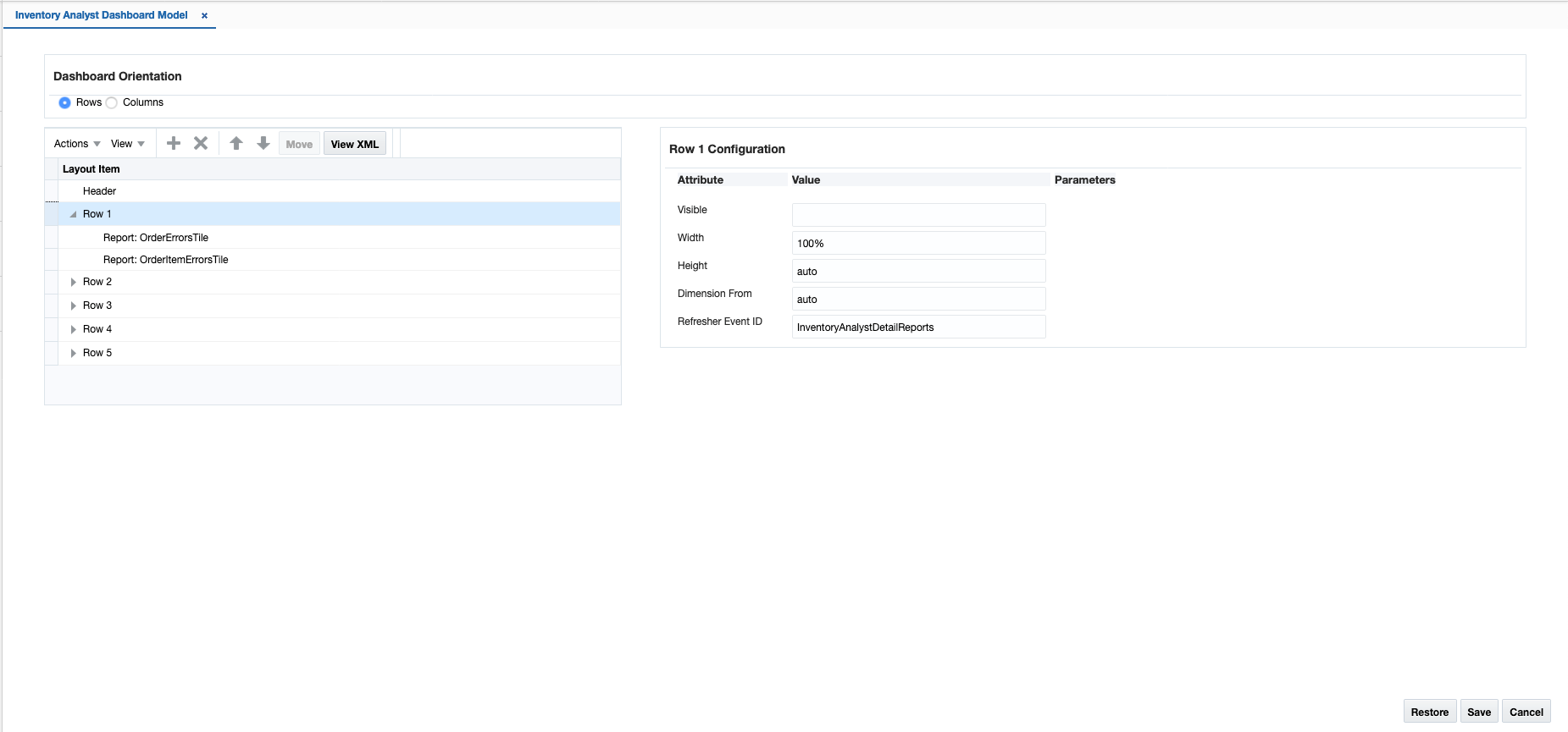 Dashboard Table View