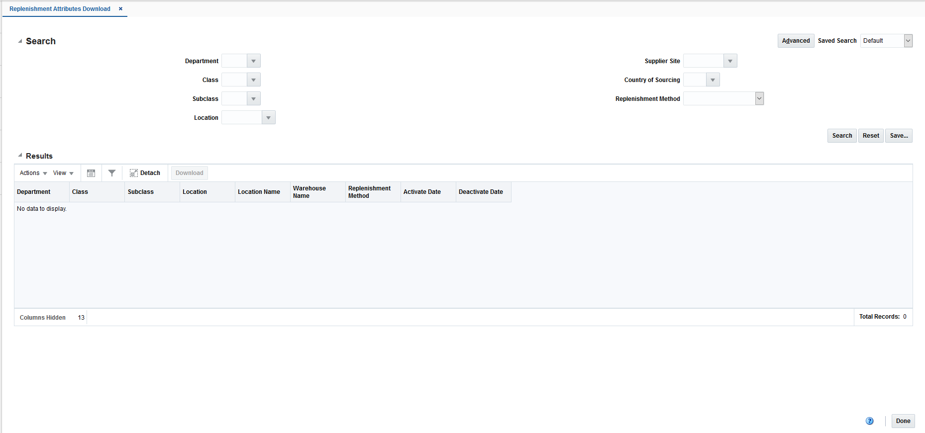 Replenishment Attributes Download Page Replenishment Attributes Download Page