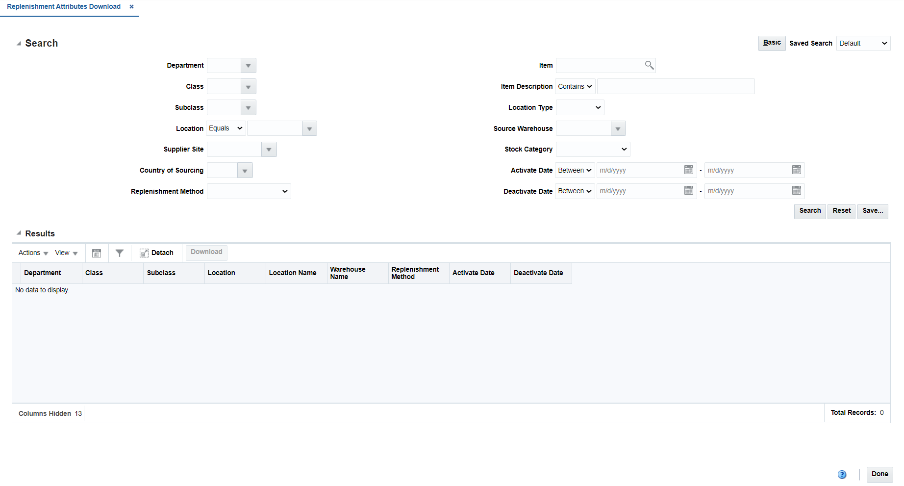Replenishment Attributes Download Advanced Search Page Replenishment Attributes Download Advanced Search Page