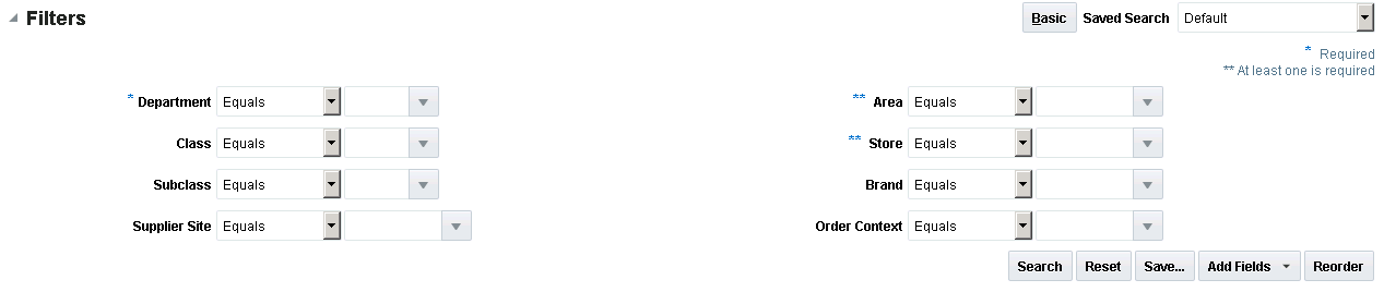 Inventory Analyst Dashboard Filter Criteria
