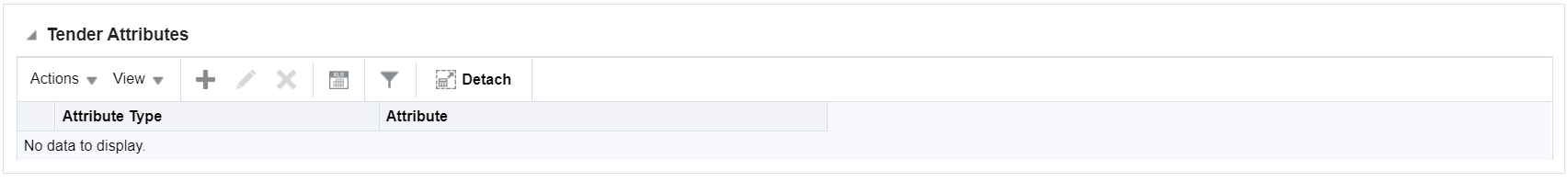 Tender Attributes Section on the Transaction Maintenance Window